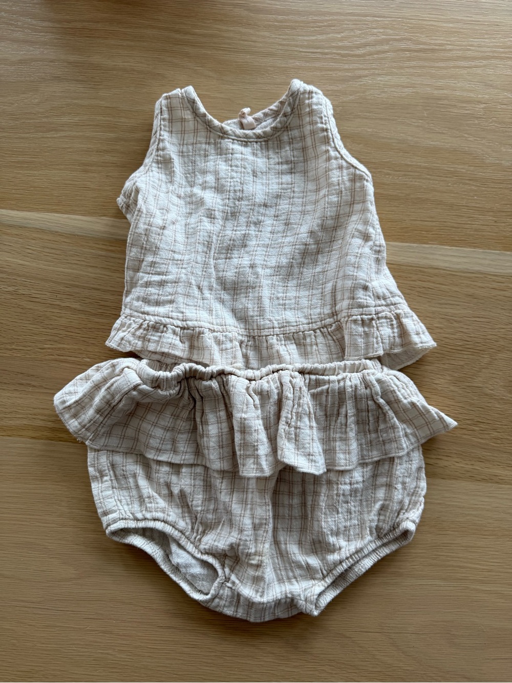 Quincy Mae Soft Cream Baby Ruffle Matching set